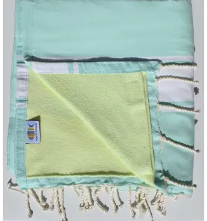 telo mare raddoppiato spugna verde verde opalino e giallo lime 