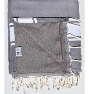 telo mare raddoppiato spugna grigio portare e taupe 