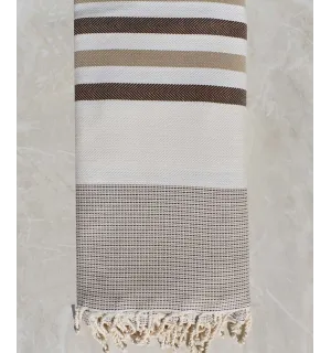 Copriletto blanco crudo,marrone e beige 