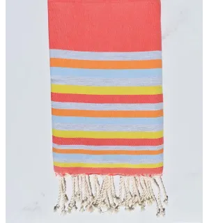 telo mare Piatto nacarat chiaro, grigio, carne, blu e giallo 