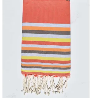 Telo mare Fouta arancione, grigio, carne, marrone e giallo 