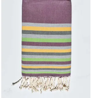 Telo mare Fouta Malva, grigio, giallo, verde militare e verde chiaro 