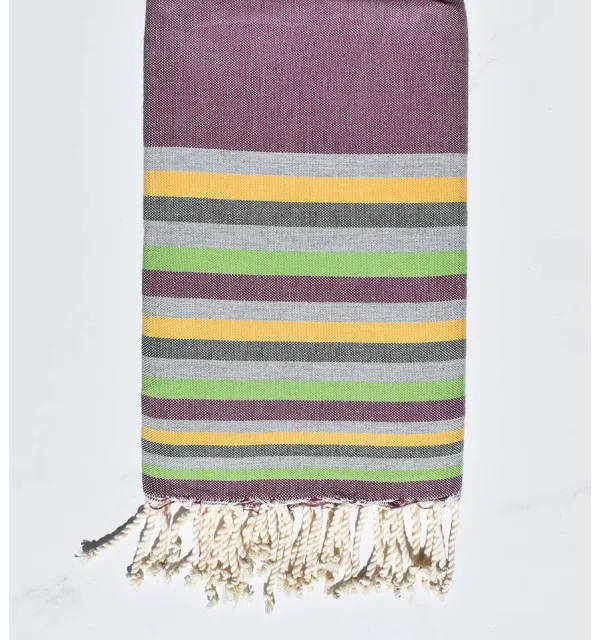Telo mare Fouta Malva, grigio, giallo, verde militare e verde chiaro 