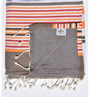 telo mare raddoppiato spugna taupe, rosso, beige corindone, arancio, nero 
