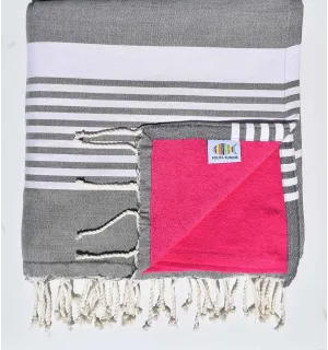 telo mare foderato di arthur grigio scuro e fushia 