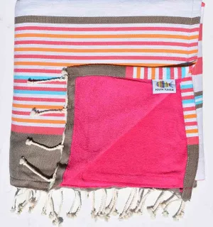 telo mare raddoppiato spugna fucsia, rosa, beige corindone, grigio, arancio, blu 