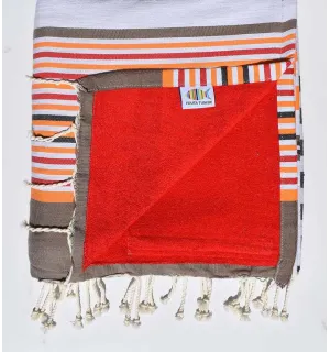 telo mare raddoppiato spugna 5c, rosso, beige corindone, arancio, nero 