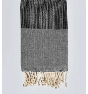Telo mare chevron nero e grigio ardesia 