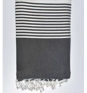 Copriletto nero e ecru con striping 