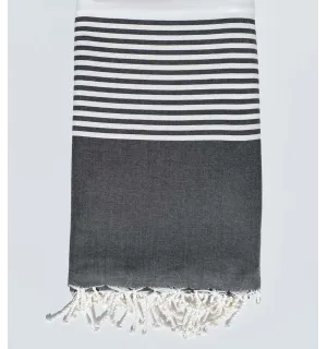 Copriletto grigio ardesia e bianco con striping 