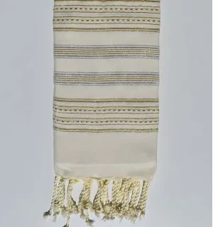 telo mare ecru piatto con argento e oro lurex 