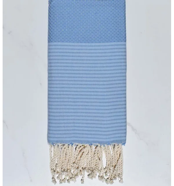 telo mare favo cielo blu azzurro con strisce blu fumé 
