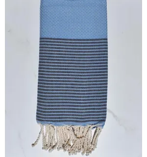 Telo mare favo blu azzurro con strisce blu notte 