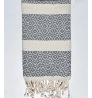 Telo mare chevron grigio e bianco crema 