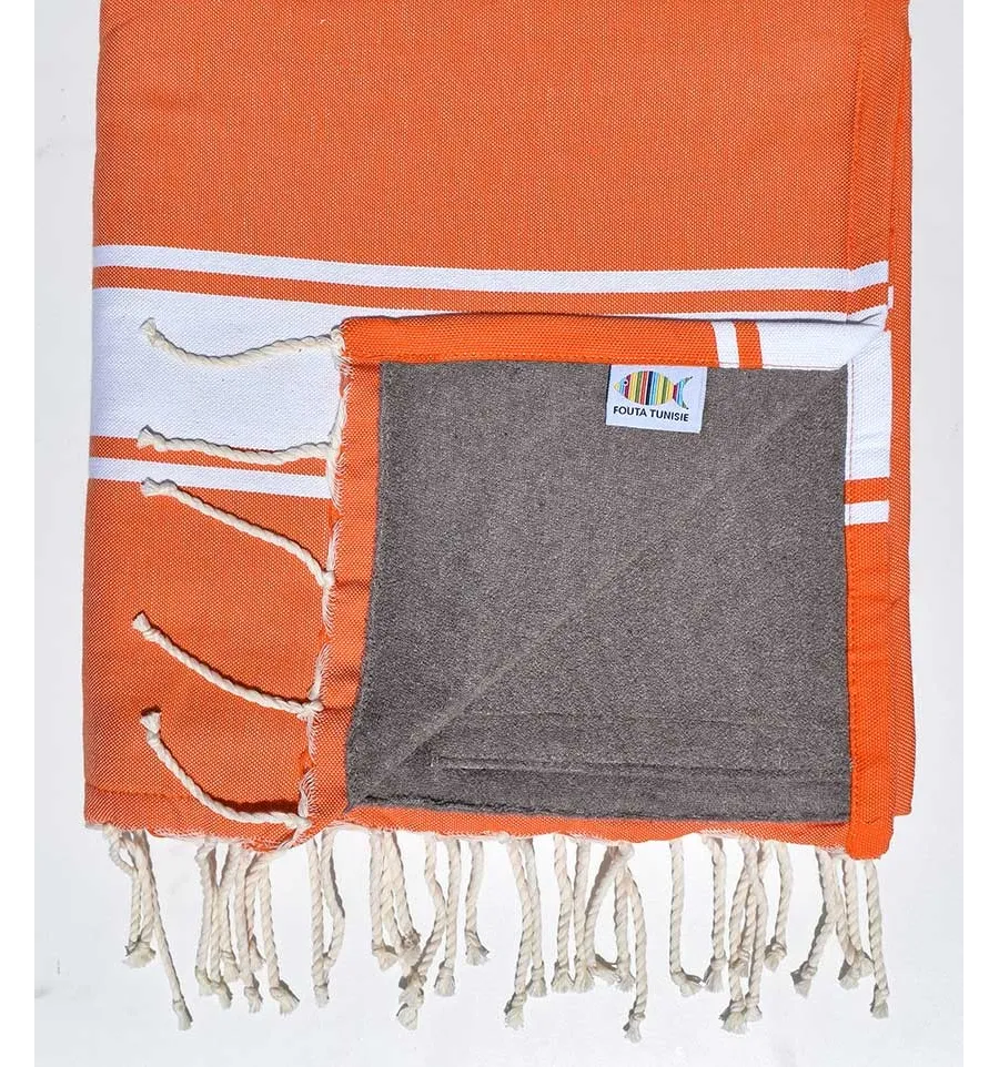 telo mare raddoppiato spugna arancio e taupe  - 2