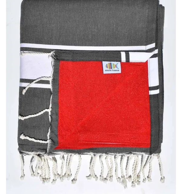 telo mare raddoppiato spugna grigio scuro e rosso  - 1