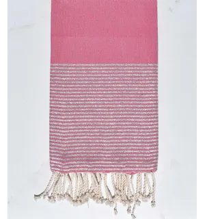 Telo mare piatta rosa medio con lurex argento Fouta Tunisia - 2