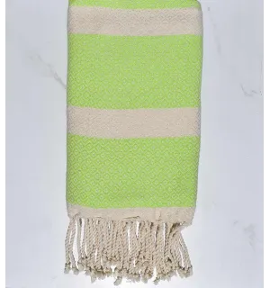 telo mare gallone verde chiaro ed ecru Fouta Tunisia - 1