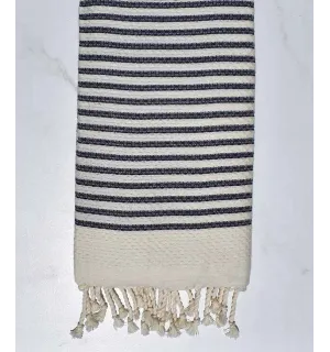 Fouta nido d'ape con strisce blu scuro continue Fouta Tunisia - 1