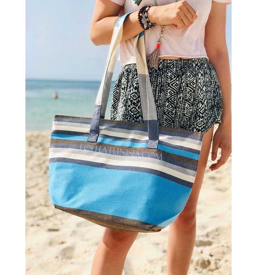 Borsa da spiaggia telo mare 5 colori jeans blu cielo, bianco, grigio, arancione, marrone e blu