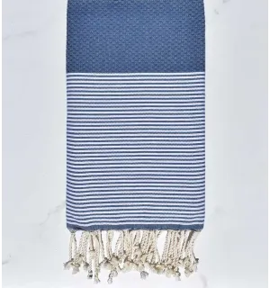 Telo mare nido d'ape avio scuro Fouta Tunisia - 1