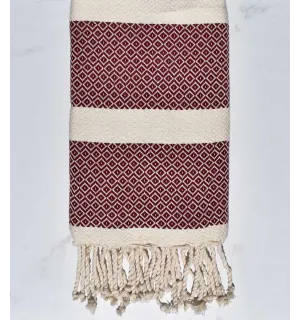 telo mare chevron rosso bordeaux Fouta Tunisia - 1