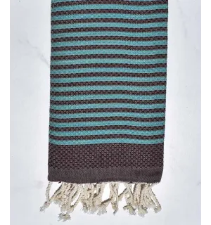 Fouta nido d'ape zebra melanzane e azzurro  - 1