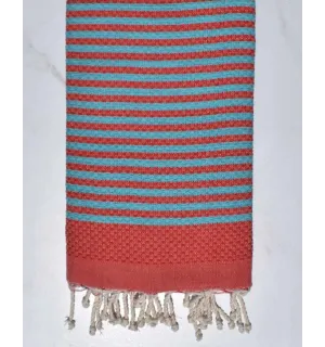 Fouta zèbre rouge et cæruléum  - 1