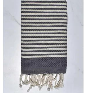 Fouta nido d'ape zebra bianco crema e ardesia Fouta Tunisia - 1