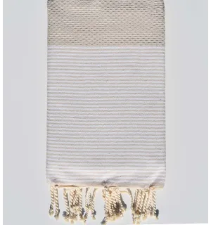 Fouta telo mare nido d'ape greige con strisce Fouta Tunisia - 1