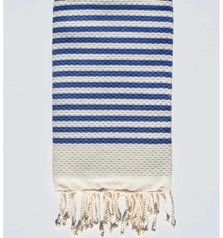 Fouta nido d'ape con strisce blu marino continue  - 2