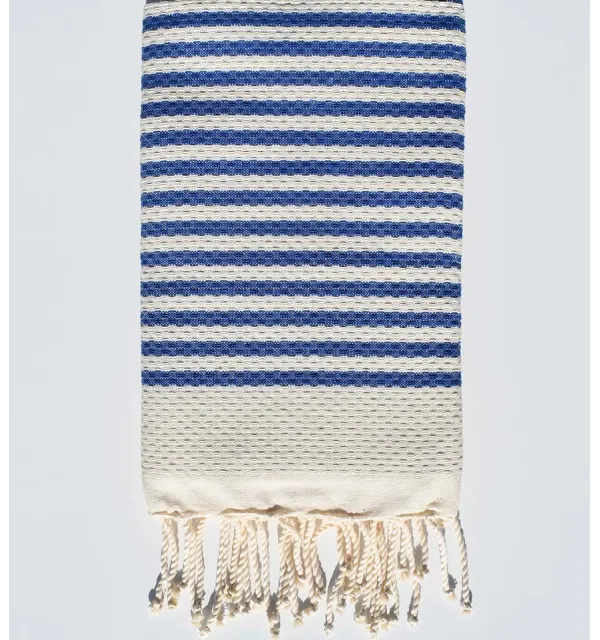 Fouta nido d'ape con strisce blu marino continue  - 2