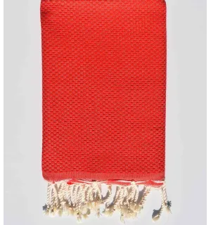 Fouta unito a nido d'ape rosso fuoco Fouta Tunisia - 1