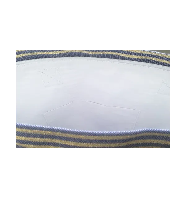 Sac de plage fouta bleu jean avec lurex doré  - 3