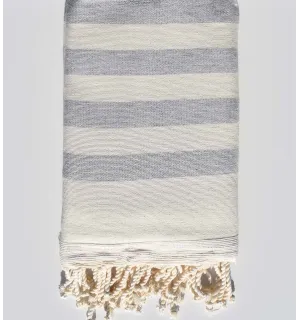 Telo mare spugna bianco crema e grigio Fouta Tunisia - 1