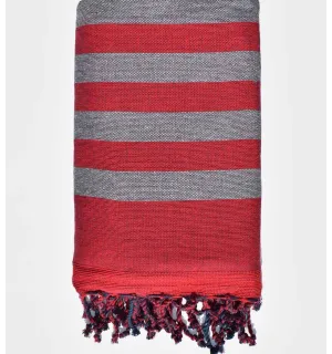 Telo mare spugna rosso scuro e grigio  - 1