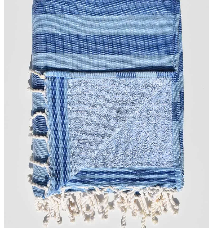 Telo mare spugna azzurra e blu notte  - 2