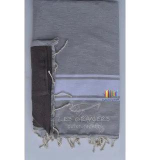 Telo mare in spugna ricamato e personalizzato les graniers saint-tropez Fouta Tunisia - 1