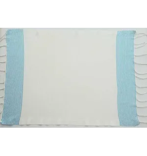 Set di 10 tovaglioli bianco crema con strisce azzurre Fouta Tunisia - 1 2