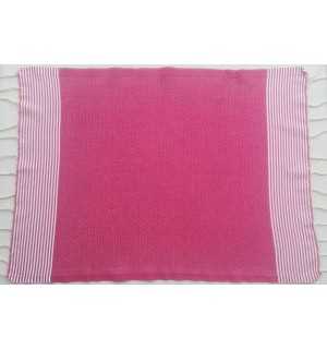 Set di 10 tovaglioli colore rosa con strisce Fouta Tunisia - 1 2