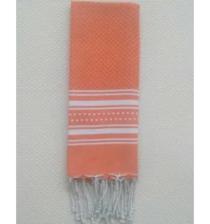 Mini asciugamano arancione carota e bianco Fouta Tunisia - 1