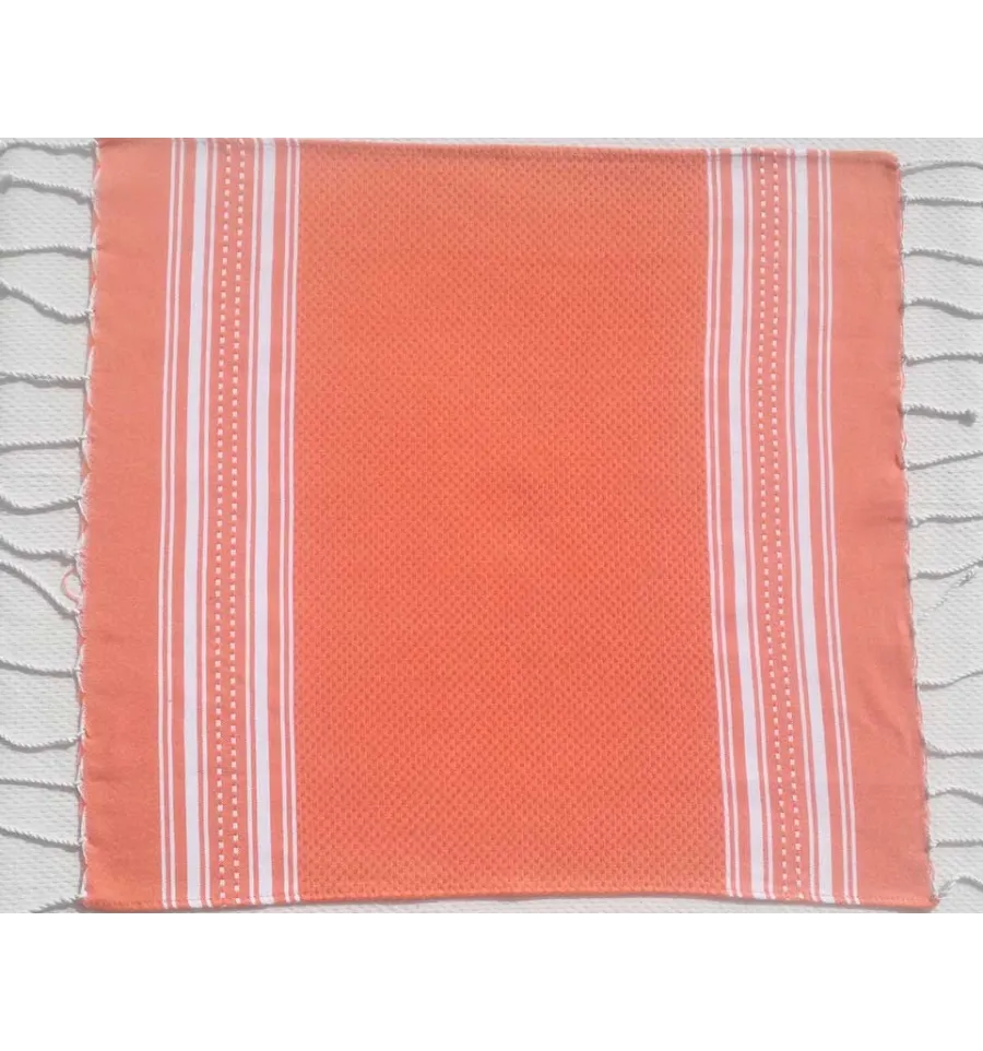 Mini asciugamano arancione carota e bianco Fouta Tunisia - 2