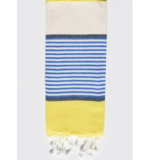 Telo mare per bambini colore crema, giallo, blu e grigio ardesia Fouta Tunisia - 1