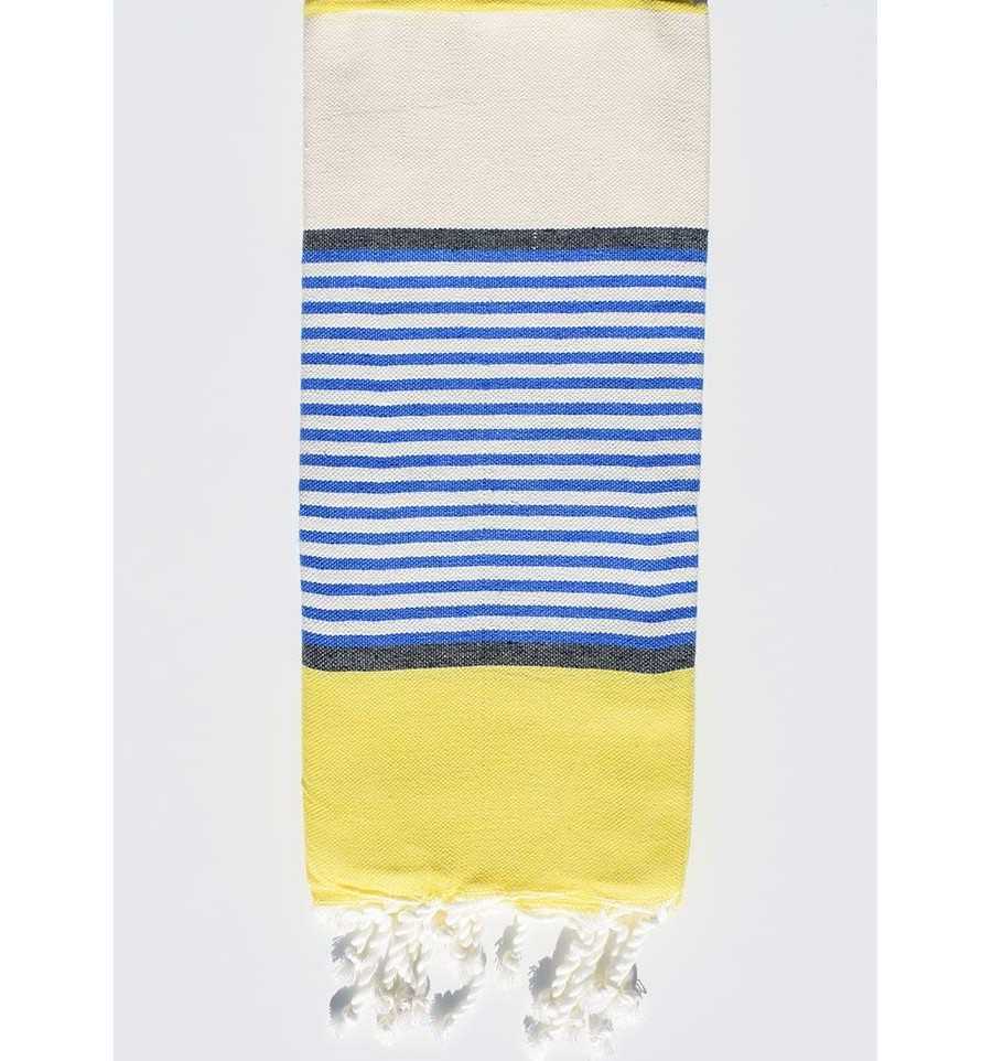Telo mare per bambini colore crema, giallo, blu e grigio ardesia Fouta Tunisia - 1