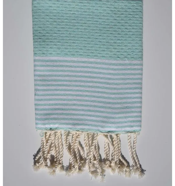 Set di 10 tovaglioli verde acqua a righe Fouta Tunisia - 2
