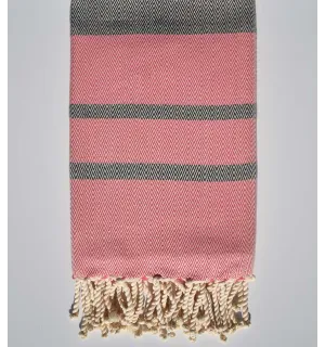 Telo mare chevron rosa e grigio ardesia Fouta Tunisia - 1