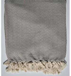 Plaid chevron marrone bianco sporco Fouta Tunisia - 1