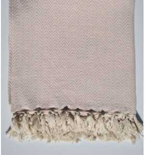 Plaid chevron rosa pallido Fouta Tunisia - 1