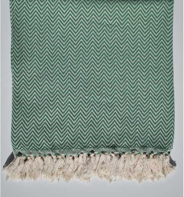 Plaid chevron verde Fouta Tunisia - 1