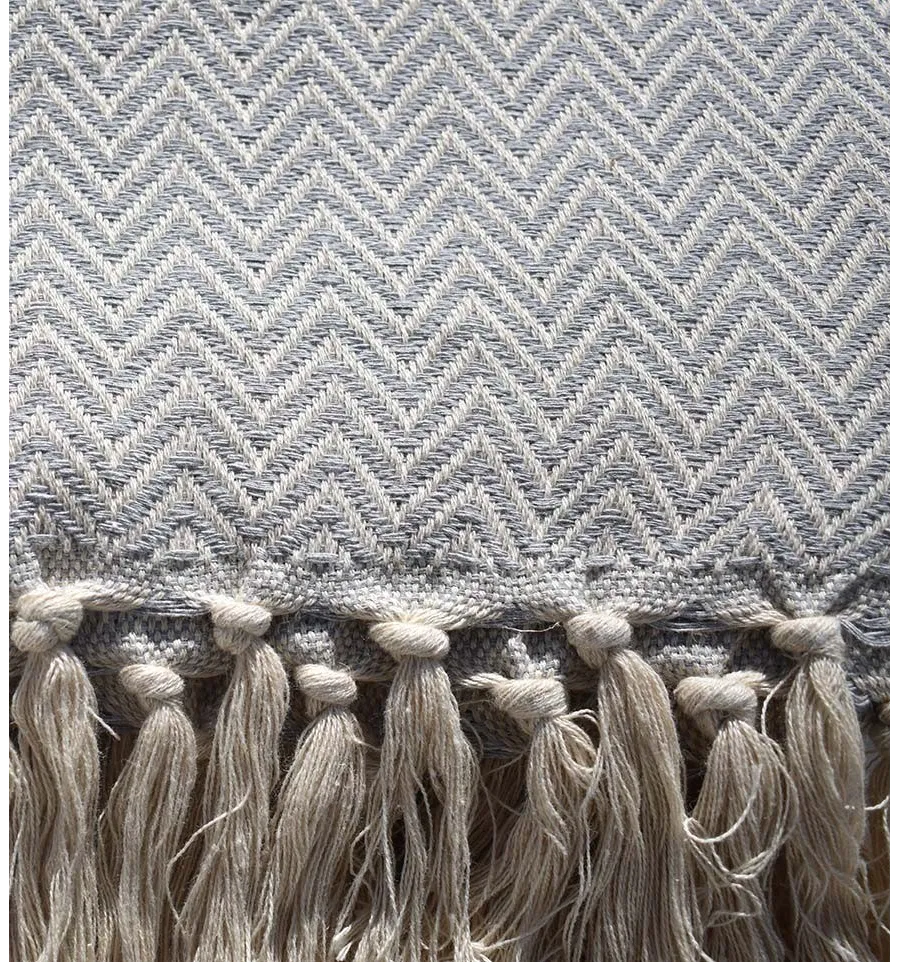 Plaid chevron grigio chiaro Fouta Tunisia - 2